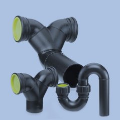 PE ABFLUSS
ROHRSYSTEME: Rohre und Fittings 
f&uuml;r die 
industrielle Entw&auml;sserung
